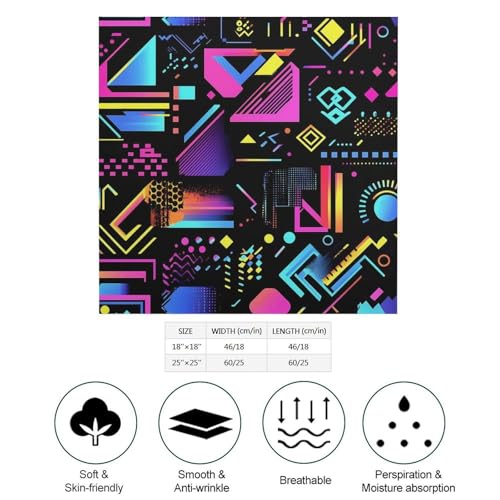 Colorful Geometric 90s Pattern Bandanas Face Mask Square Scarf Headwear Silk Head Scarves Lightweight Wrap Neck Scarf2
