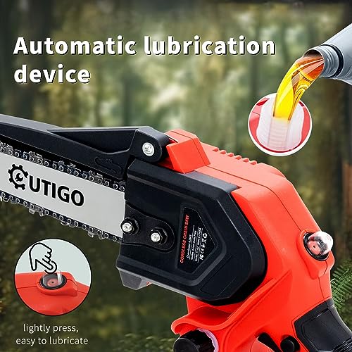 Mini Kettensägen mit Akku, Kettensäge 6000 mAh, 8 zoll Elektro-Kettensäge 2 Akkus 3000mAh, Kettensäge 4 Ketten + 3 Kettenführungsschienen, MINI Akku-Elektro-Kettensäge,…