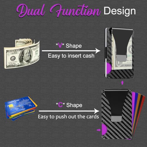 T-carbon RFID Signal Blocking Minimalist Wallet for Men,Carbon Fiber Money Clip Wallet Credit Card Holder for Husband Business Partner Pocket Wallets3