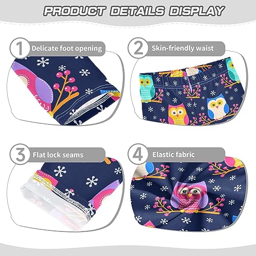 Flat Owls Girls' Leggings Toddler Doodles Cute Kids Yoga Pants Dance Active Tights 6T3