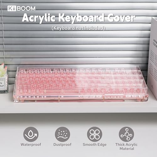KiiBoom Premium Acrylic Transparent Keyboard Dust Cover, Waterproof, Anti-Dust, Anti-Cat Protector Cover Lid for Mechanical Keyboard (Clear, 15.4\'\' x 5.3\'\' x 0.78\'\')