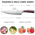PAUDIN Chef Knife, 8 Inch High Carbon Stainless Steel Sharp Kitchen Knife with Ergonomic Handle, Gift Box for Family & Restaurant - Image 2