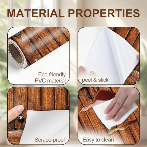 Image of Vintage Wood Door Sticker, Peel & Stick Door Cover, 30.3x78.7in