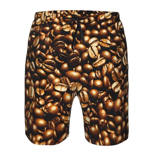 Funny Roasted Coffee Beans Print Stylish Men Beach Shorts Lightweight Cozy Swim Trunks Summer Casual Outings Holiday4