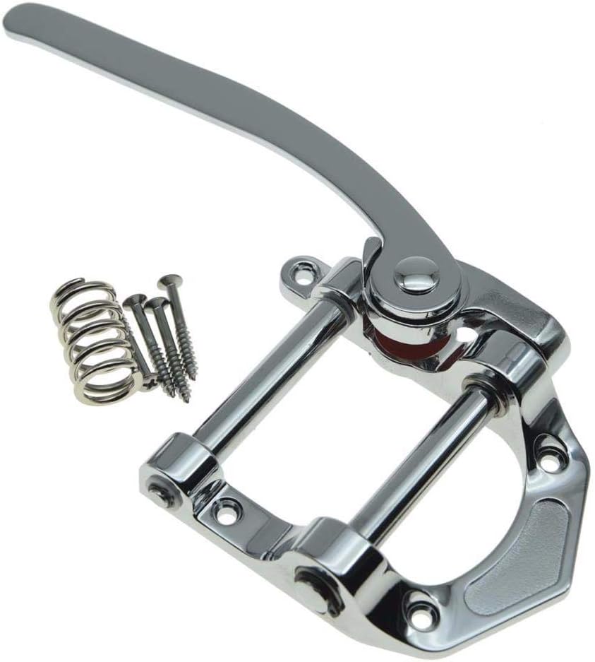 Dopro Guitar Vibrato Tailpiece Tremolo Bridge Flat Top Body Tremolo Vibrato Bridge Fits for Electric Guitars Chrome