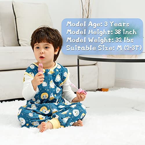 Image of WONDAY Toddler Sleep Sack with Feet, 0.5 Tog Sleeping Sacks for Walking with Legs 12-18 Months 2T 3T 4T 5T (Cat, 12-24 Months)