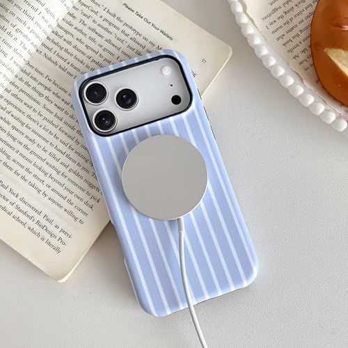 Coque iPhone 17 Pro MagSafe Skyseaco à rayures bleues en TPU et PC