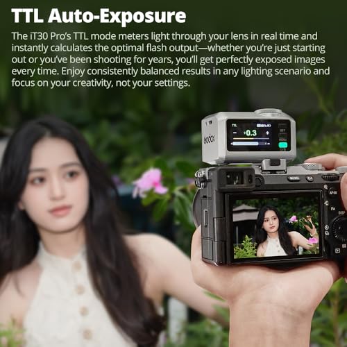 Image of Godox iT30Pro S iT30ProS Mini Flash for Sony Camera, TTL Auto-Exposure, HSS 1 /8000 Seconds, 2.4G Wireless Xsystem, 2.8 inch Full-Color Touchscreen, Lithium Battery (iT30Pro for Sony)