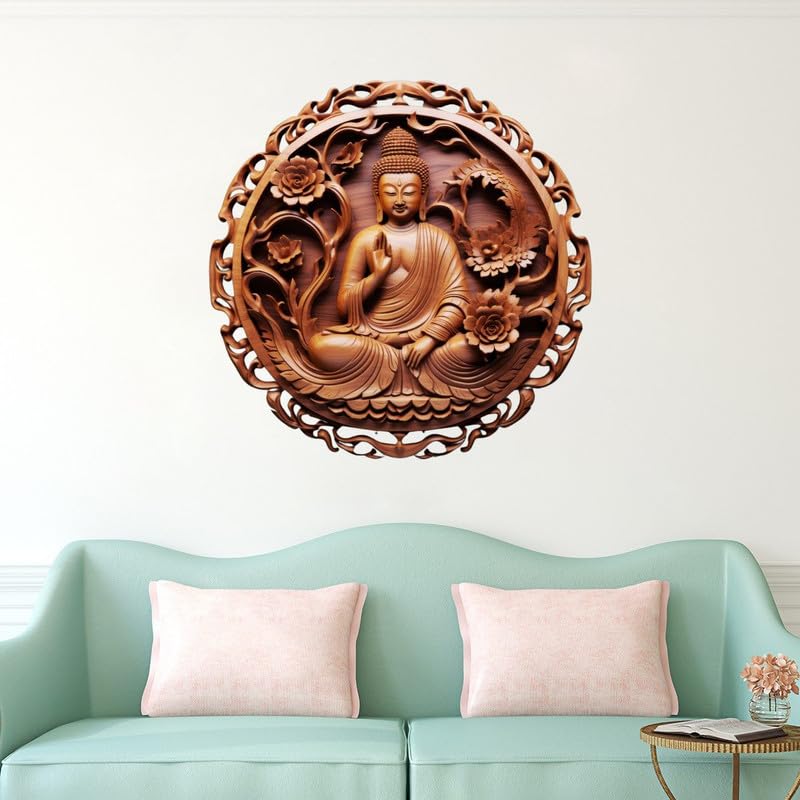 Image of Lord Buddha PVC Vinyl,Wall Sticker for Home Decor - Ideal for Living Room, Bedroom, Hall, Kids Room, Play Room (Size -45 cm x 45 cm) (Lord Buddha(45 cm x 45 cm))