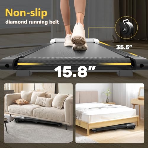 Walking Pad with Incline, Under Desk Treadmill for Home Office, 2.5HP Portable Treadmills with Sports Dashboard & Remote Control, 4 in 1 Compact Treadmill, Incline Treadmill 265LB Capacity, White - Thumbnail 7