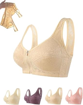 Daisy Lace Bras for Women Front Closure Comfort Senior Wireless Front Zipper Closing Bras
