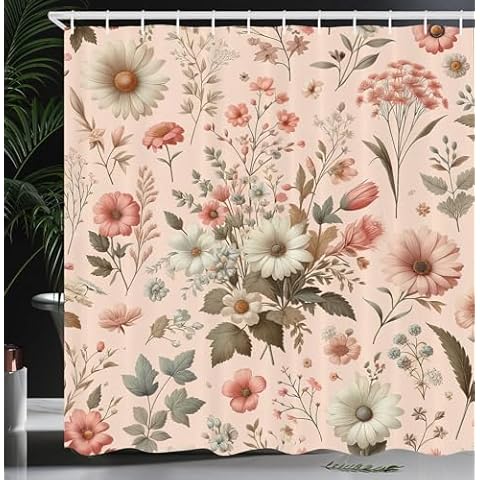 Ambesonne Floral Shower Curtain with Hooks Cover