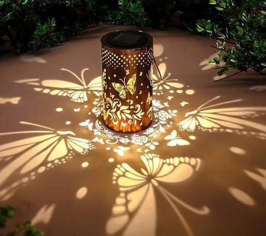 Butterfly Solar Lanterns Outdoor Waterproof Hanging Lights, Butterfly Gifts for Women Mom Grandma, Metal Decorative LED Solar Lanterns for Yard Patio Porch Balcony Garden Decor