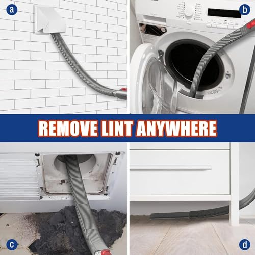 Image of Sealegend Crevice Tool Dryer Vent Lint Vacuum Attachments Compatible with Dyson V15 V12 V11 V10 V8 V7 Vacuum Cleaner Dryer vent Cleaner Kit, Flexible Dryer Lint Removal Tool