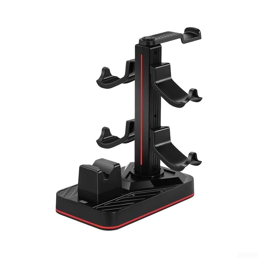 Supporto per cuffie da gioco con stazione di ricarica, supporto per controller staccabile per Switch 2 Pro, 8 modalità LED, 3 porte USB, gancio per auricolari in ABS per accessori PC