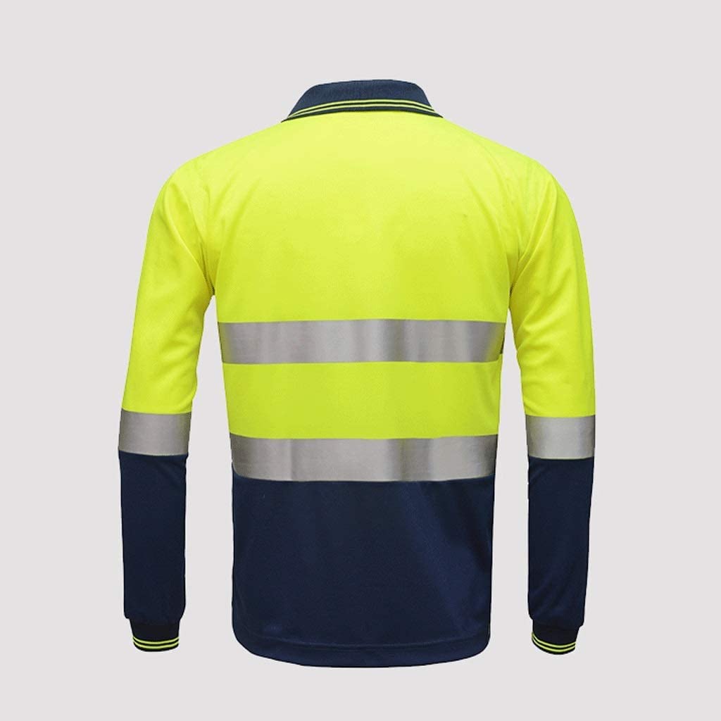 Alta Visibilidad Hi Vis Ropa de Trabajo, Traje reflectante nocturno, chaleco reflectante de seguridad de tela con efecto ojo de pájaro, camiseta de manga larga de color amarillo fluorescente, mono de