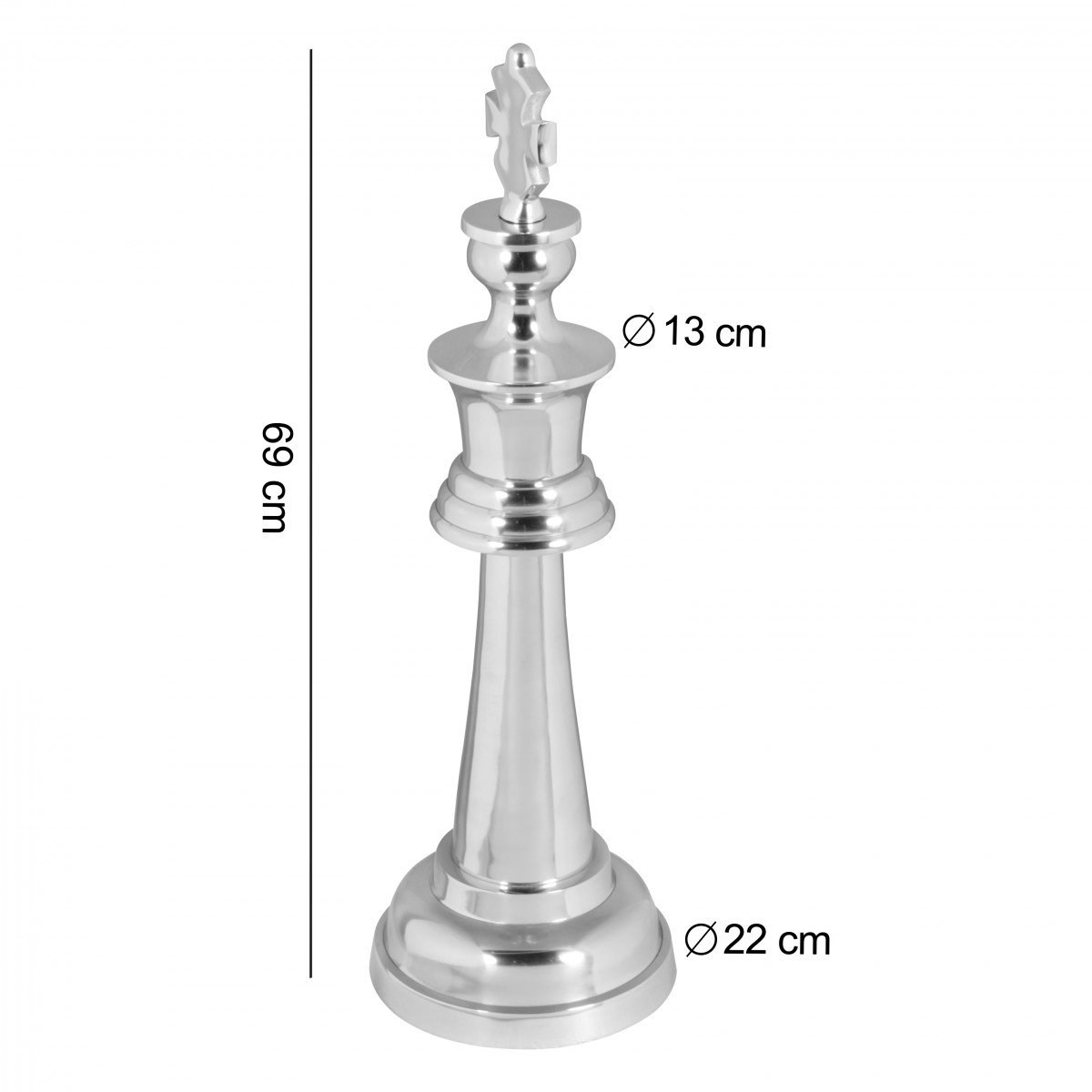 FineBuy Deko Schachfigur 60 cm Aluminium Silber, Skulptur XXL | Dekofigur aus poliertem Metall, Statue handgefertigtes Unikat, Wohndeko für Wohnzimmer, Regal und Sideboard