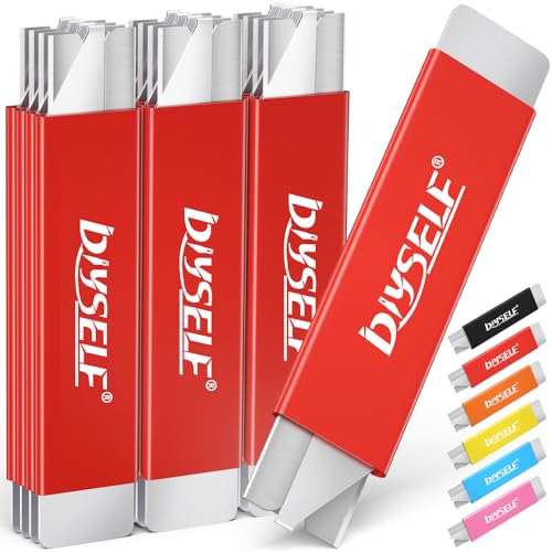 Image of DIYSELF 12 Pack Box Cutters, Utility Knife Aluminum Alloy, Razor Knife Utility, Box Knife with Single Edge Razor Blade, Box Cutter Knives Retractable, Boxes Opener for Letters, Packages (Red)