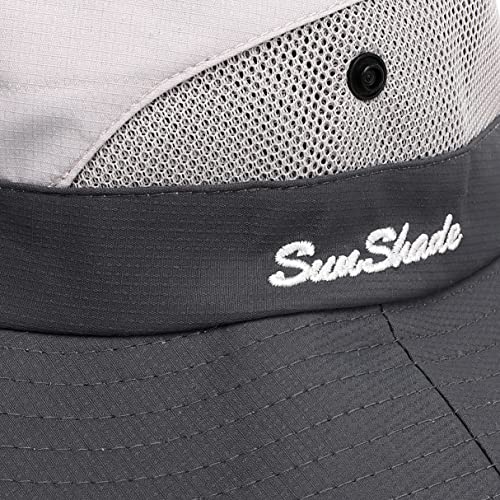 Image of Womens Summer Sun Hat Beach Hat Wide Brim Outdoor UV Protection Hat Foldable Cool Mesh Ponytail Bucket Hat