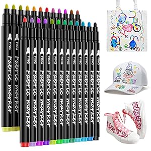 LUZOON 24 Farben Textilstifte Stoffmalfarben Set