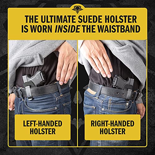 The Ultimate Suede Leather Iwb Holster Made In Usa - Left Handed - Fits Most Small 380 Handguns - Ruger Lcp, Bersa Thunder, Sig P238, S&W Bodyguard .380 And Similar #TOP3