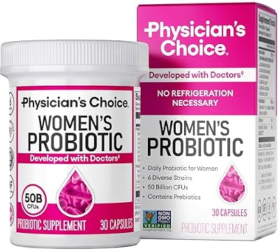 Physician's CHOICE Probiotics for Women - PH Balance, Digestive, UT, & Feminine Health - 50 Billion CFU - 6 Unique Strains for Her - Organic Prebiotics, Cranberry Extract+ - Women Probiotic - 30 CT