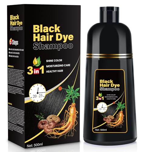 YOURTONE Black Hair Dye Shampoo 3 in 1, Hair Color Shampoo for Women & Men, Herbal Ingredients Shampoo para Pintar el Cabello for Grey Hair Coverage