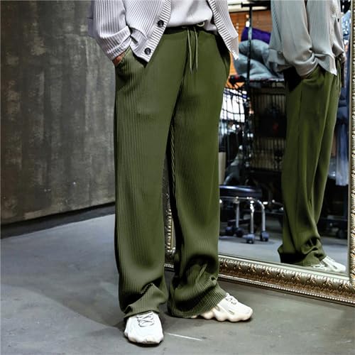 evzosrz Mens Casual Ribbed Knit Pants Straight Lightweight Drawstring Beach Yoga Pants Loose Fit Striped Long Trousers2