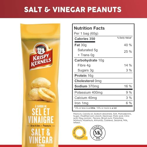 Krispy Kernel - Salt & Vinegar Peanuts - Pack 12 x 60g - 1