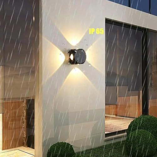 Image of blissbells Modern 4W LED Wall Light with Up & Down Light Effect | Black Aluminum Decorative Wall Lamp for Living Room, Bedroom, Hall & Staircase (4 Way Warm)