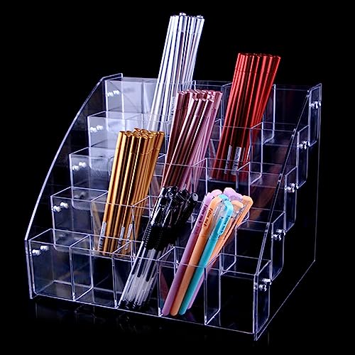Porte-outils d'écriture acrylique transparent avec compartiments modulables