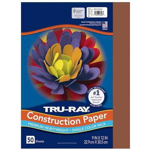PACON-103031 Tru-Ray Heavyweight Construction Paper, Warm Brown, 9' x 12', 50 Sheets