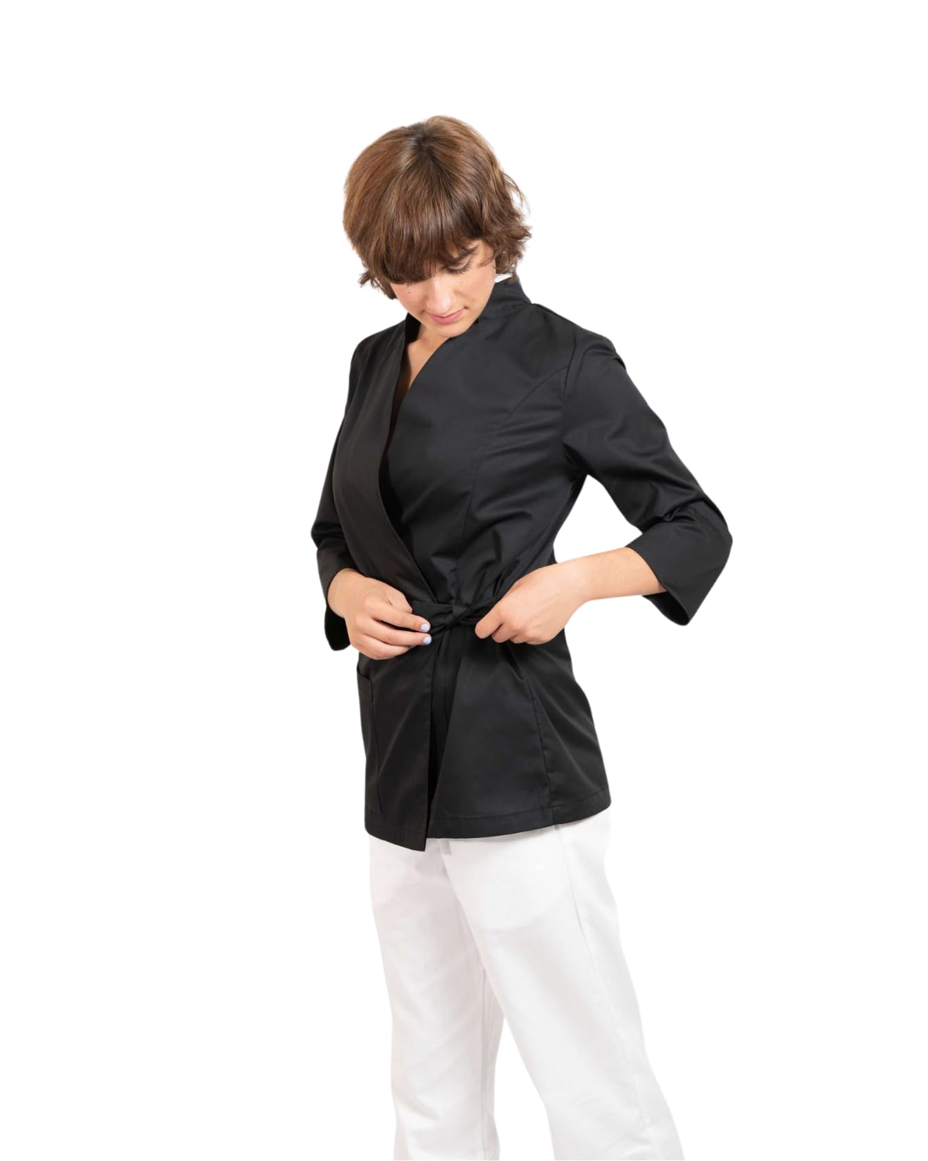 Casacca da Donna - Divisa per Estetiste - Centri Estetici - Parrucchieri - Manica a 3/4 - Collo alla Coreana - Chiusura con Cinta - Disponibile in più Colori