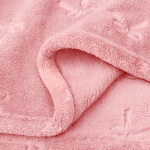 Image of BORITAR Baby Blanket with Bow Design, Super Soft Fleece Toddler Blankets for Girls Boys, Warm Lightweight Breathable Newborn Receiving Blankets for Crib Stroller(30x40 Inch, Blush Pink)