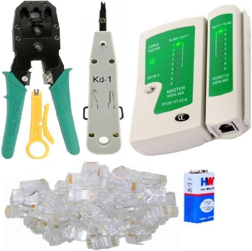 Inditrust New Rj45 Rj11 Crimping tool, KD-1 Professional Punch Down Tool, Network Lan Cable Tester, 9V battery and 55 Pcs Connectors (B0CGNFPLWN) Amazon Price History, Amazon Price Tracker