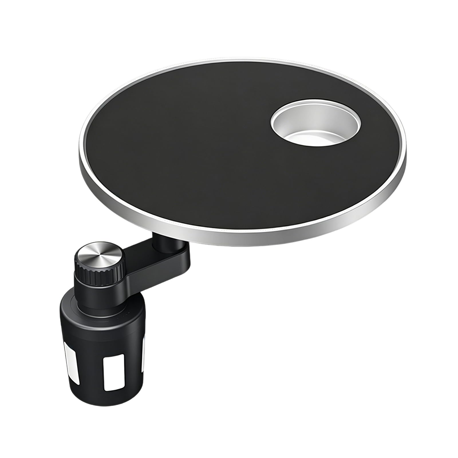 Tavolino per Auto, Vassoio per Auto da 28 cm con Portabicchieri Tavolino Girevole a 360° per Fori Rotondi del Telaio con Diametro di 6,5 cm Tavolo Galleggiante Montato su Veicolo per Sedile Passeggero