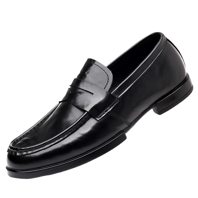 Men's Casual Slip On Leather Loafers Casual Lightweight Soft Non Slip Walking Shoes for Driving Daily Work Office