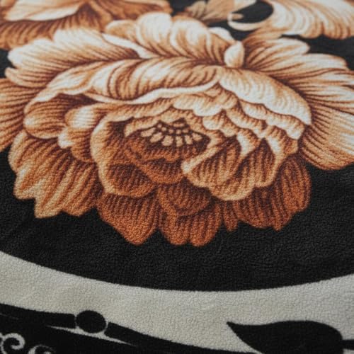 Image of HEMAKAS CLOTHINGS Luxurious Heavyweight Microfiber Korean-Style Plush Blanket, Floral Velvet, 240x220 cm, Winter Comfort, Single Layer (Black Multicolor, Single)