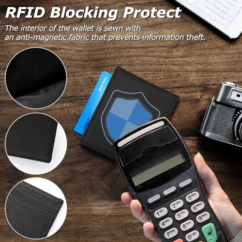 Bifold Wallets for Men, RFID Blocking Wallet Thin Wallets for Men Minimalist Wallet, Lightweight Men's Wallet Mens Slim Wallet for Work, Shopping (brown)3