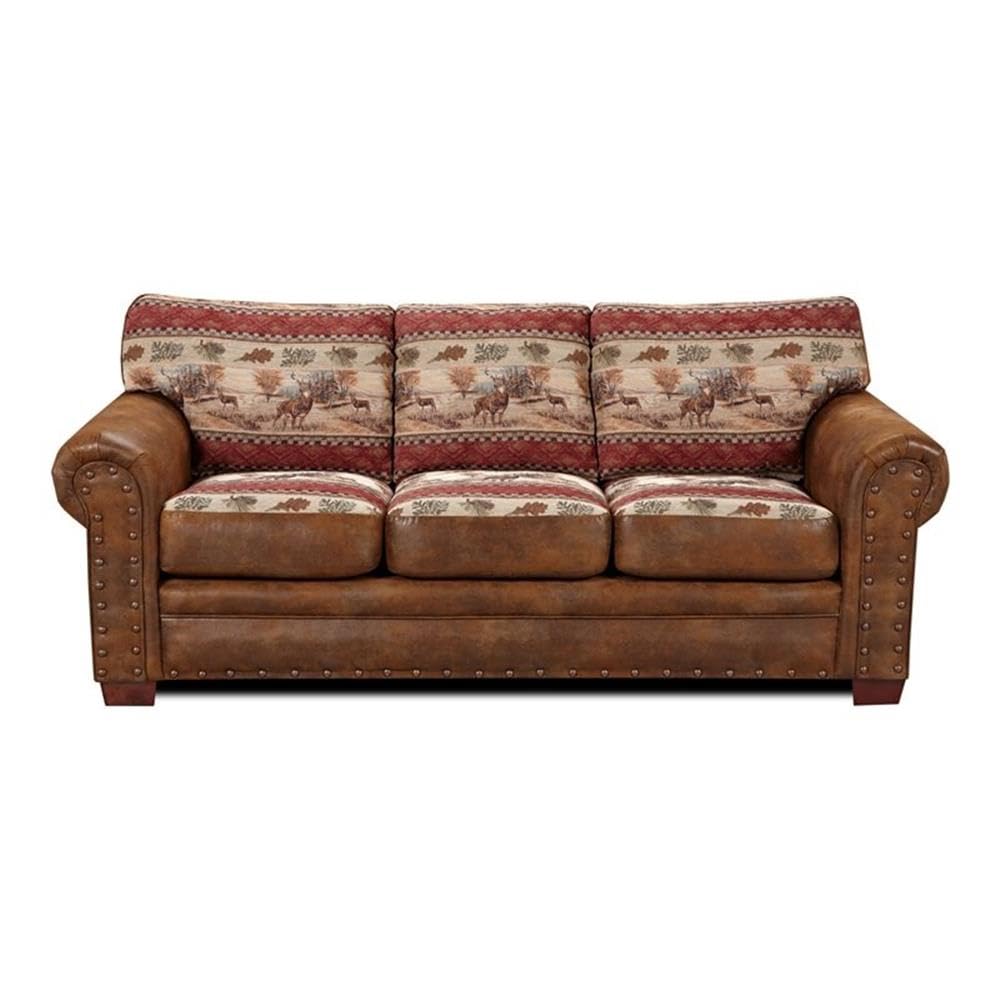 American Furniture Classics Traditional Microfiber Deer Valley Sofa in Brown