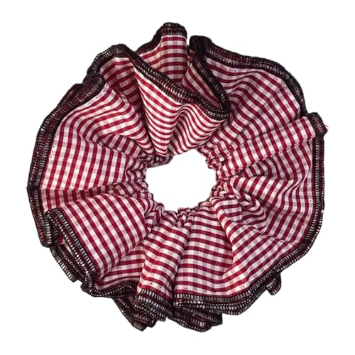 Comfortable Elastic Hair Band Lovely Styles Tie Oversized Rings for Social Event Checkered Pattern Hair Tie