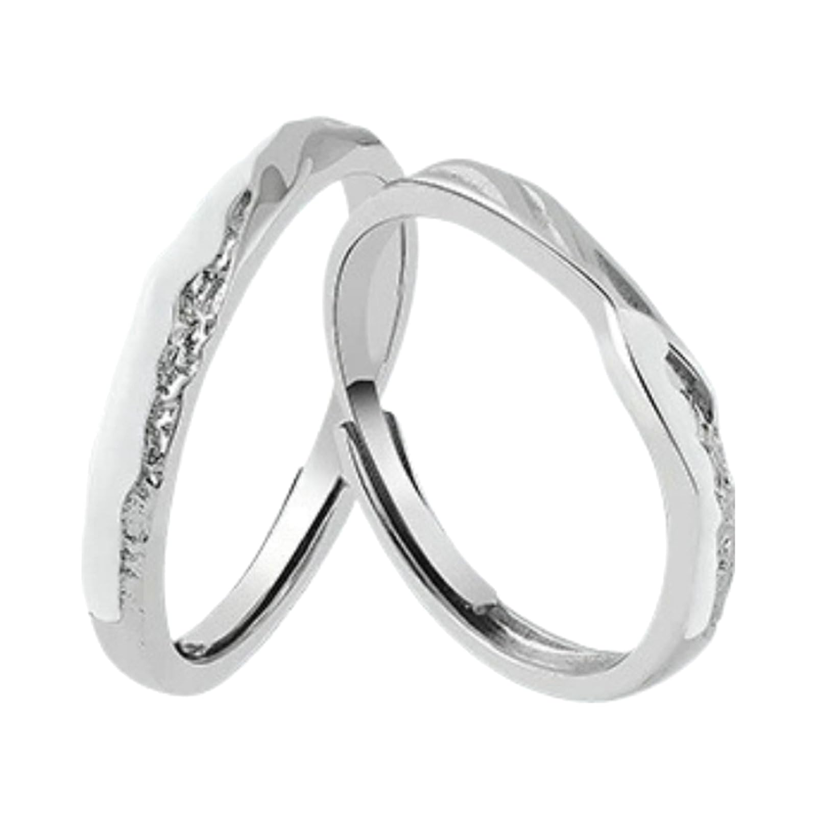 Bagues de couple en argent 925 flocon de neige ajustable - 5