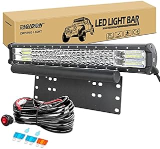RIGIDON 23 inch 324W Led Light Bar With Licence Number Bumper Plate Mounting Bracket and 12V Wiring Harness Cable Kit For Car Off road Truck SUV UTE ATV 4x4, Waterproof Driving Work Lamp, 6000K
