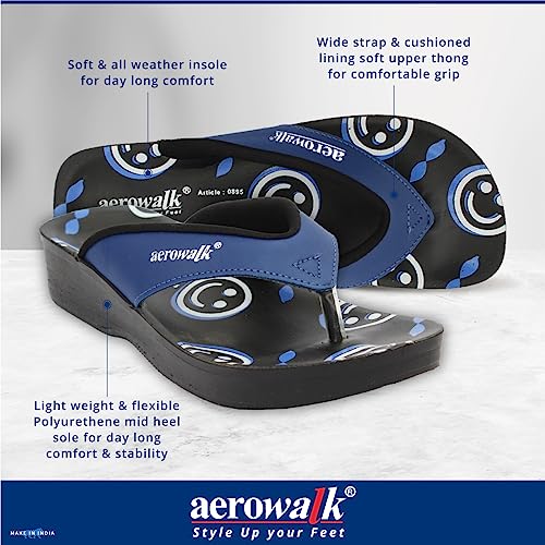 Image of AEROWALK Stylish Fashion Slipper for Women | Comfortable| Lightweight | Anti Skid | Casual Office Footwear (0895 BLACK)