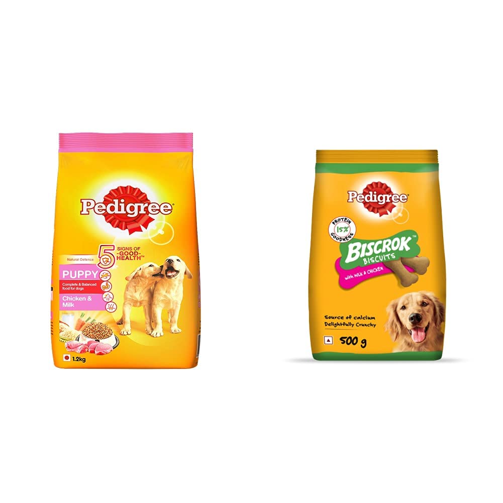 Pedigree Puppy Dry Dog Food, Chicken & Milk, 1.2kg Pack and Biscrok Biscuits Dog Treats (above 4 Months), Milk and Chicken Flavor, 500g Pack (B08GMWXVP9) Amazon Price History, Amazon Price Tracker