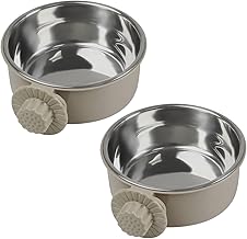 ペットぶら下げボウル ペットボウル ハンガー ゲージ用 ペット食器 餌入れ 固定 猫 犬 うさぎ 小動物用 食器 (グレー*2, S)