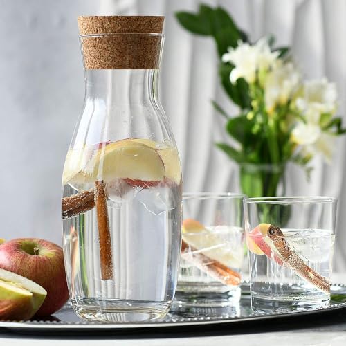 Image of KROSNO Water Carafe with Cork Stopper, 33.8 oz, Oz,Pure Collection