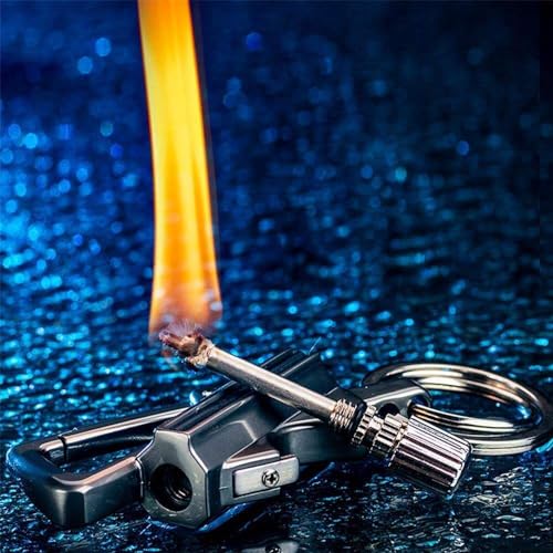 Image of Permanent Metal Lighter, Keychain for Outdoor Use, Emergency Survival Gear with Flint Metal Match, Rechargeable Kerosene Lighter