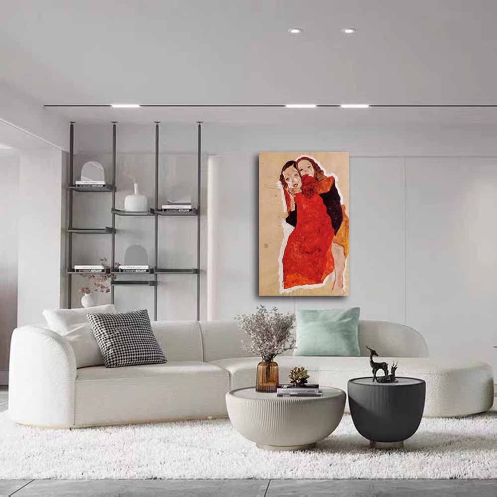 Amazon.co.jp: エゴン・シーレ-Two Girls キャンバス絵画 インテリア