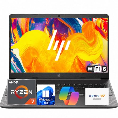 Image of HP 255 G10 Business Laptop • AMD Ryzen 7 7735U • 15.6 inch FHD IPS Display • Dedicated Copilot Key • 16GB DDR5 RAM • 512GB SSD • HDMI • Wi-Fi 6 • BT 5.4 • Fast Charging • Windows 11 Pro • WOWPC USB